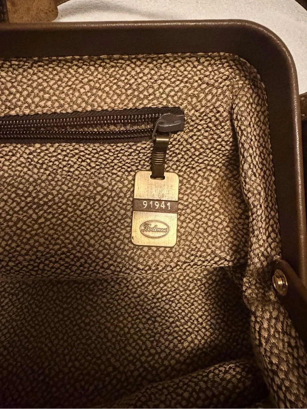 Borbonese Textured Brown Shoulder Bag with Adjustable Strap